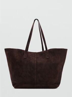 Classic Dark Brown Suede Tote Bag